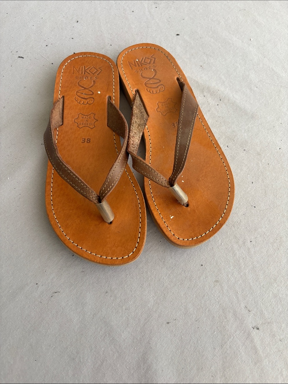 Brown Leather Flip-Flop Sandals
